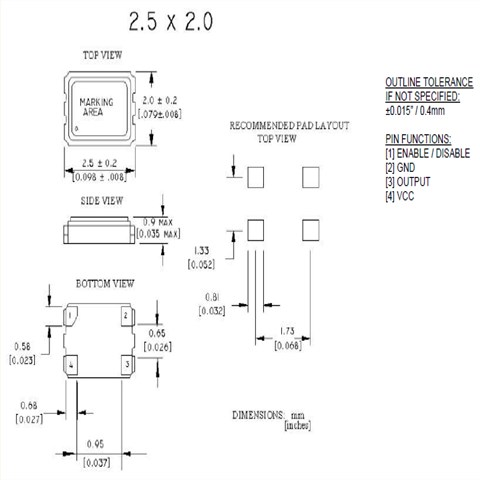 Raltron晶振,石英晶體振蕩器,CO2520晶振