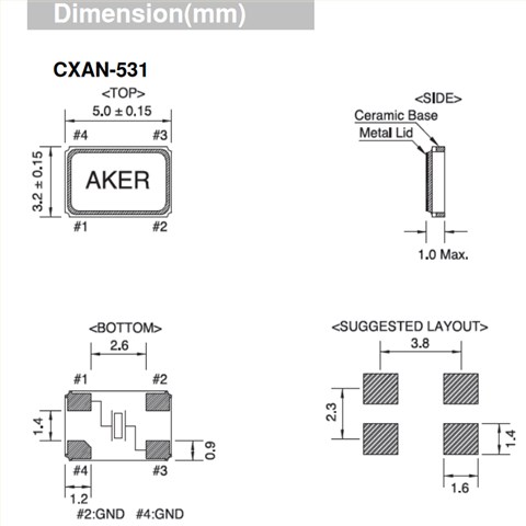 安基晶振,石英晶振,CXAN-531壓電石英晶體